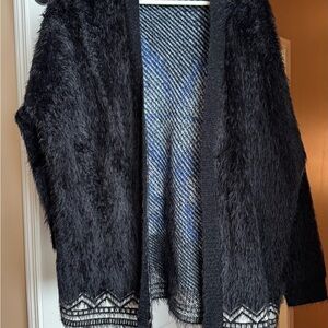 FARM Rio Black and White Fuzzy Cardigan